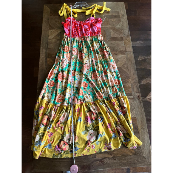 Women's Haptics by Holly Harper Floral Maxi Dress Green/Yellow Size s - Picture 4 of 5